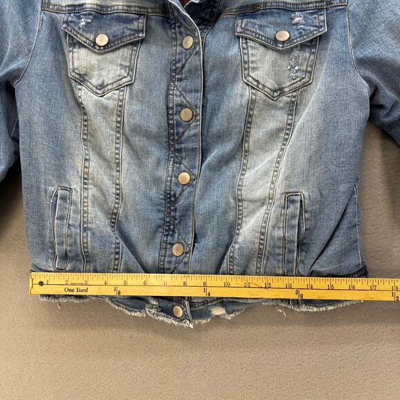 BKE Denim Jean Jacket Women's S Blue and Red Plaid Fully Reversable Preppy - Picture 13 of 14